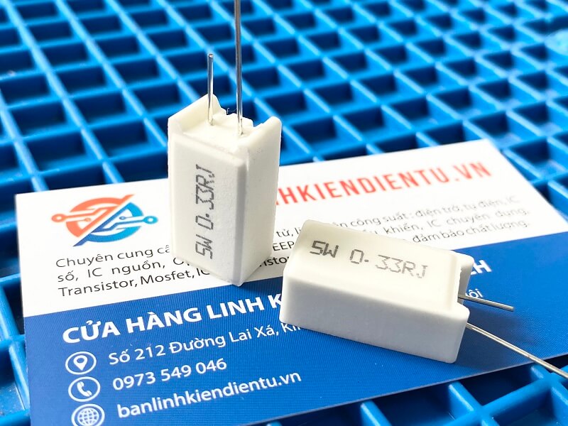Điện trở sứ 0.33R 5W kiểu chân đứng