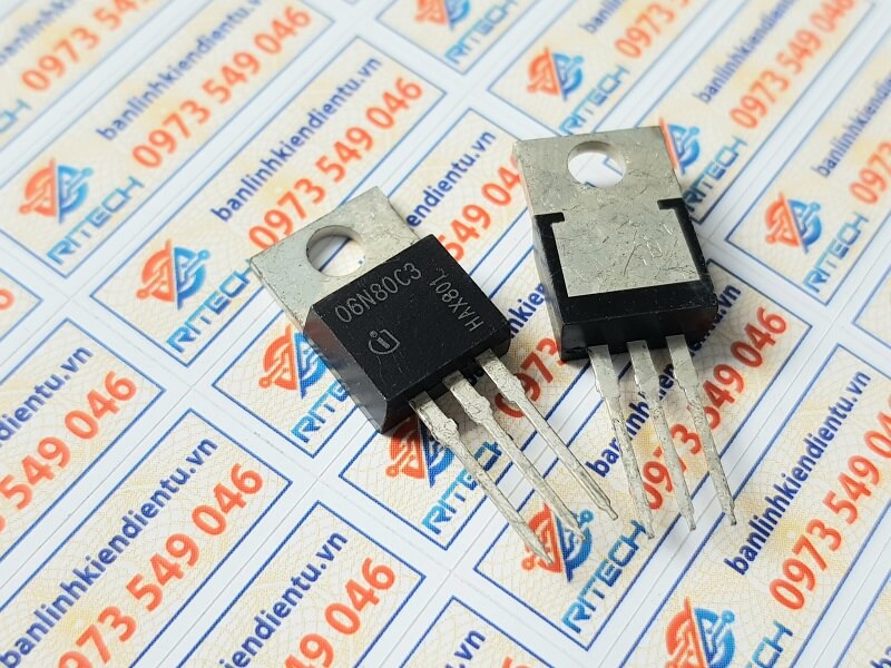 Alternative view of 06N80C3 SPD06N80C3 Mosfet Kênh N 6A 800V TO-220