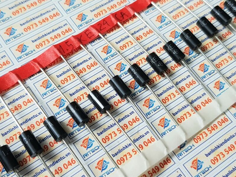 Alternative view of Diode TVS 1.5KE24CA 1500W 24V DO-201AD