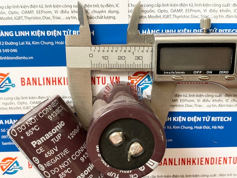 Tụ hóa 1200uF 450V kích thước 35x55mm (loại 2 chân) - Ảnh 2