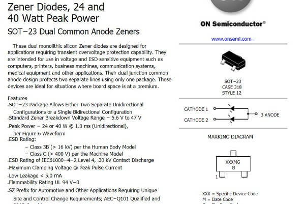 Alternative view of MMBZ18VALT1G kí hiệu 18A diode zenner TVS 18V Sot-23