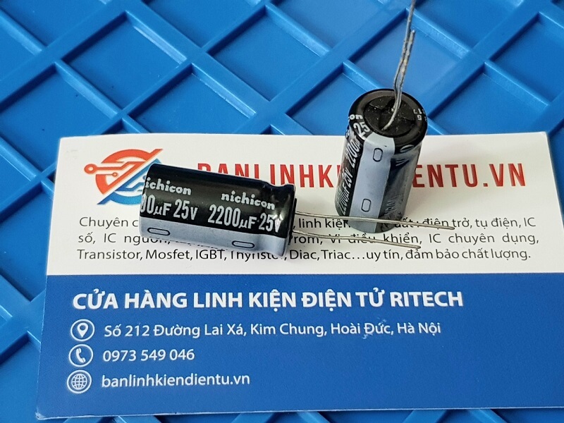 Alternative view of Tụ hóa Nichicon 2200uF 25V kích thước 13x25mm