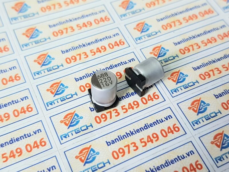 Tụ nhôm 220uF 16V kích thước 6.3×7.7mm