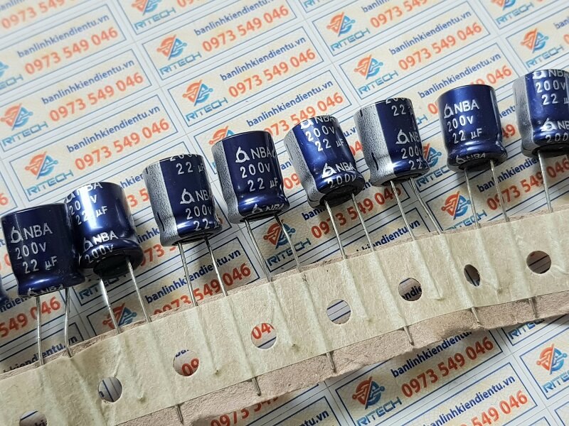 Tụ hóa 22uF 200V kích thước 10x13mm chính hãng