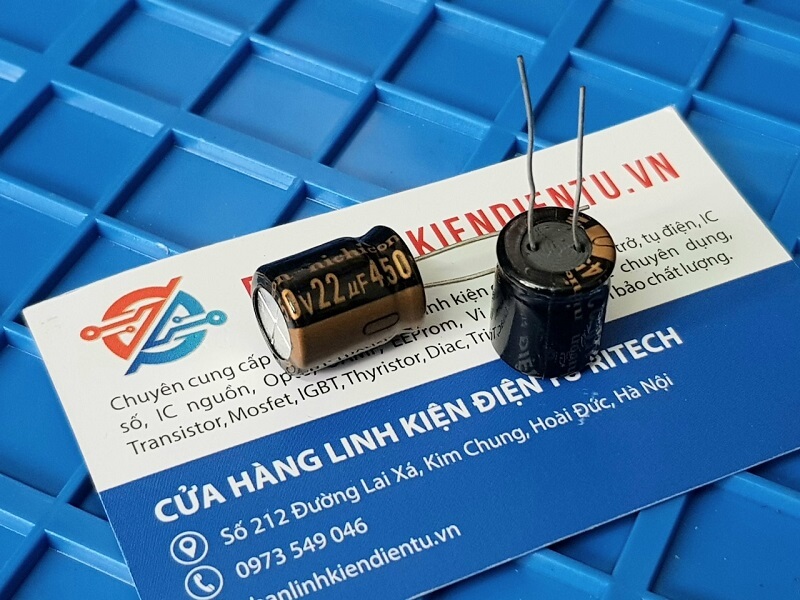 Tụ hóa Nichicon 22uF 450V kích thước 13x15mm