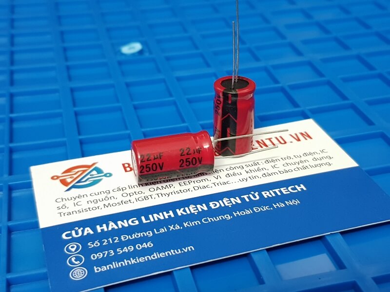 Tụ hóa 22uF 250V kích thước 12x21mm