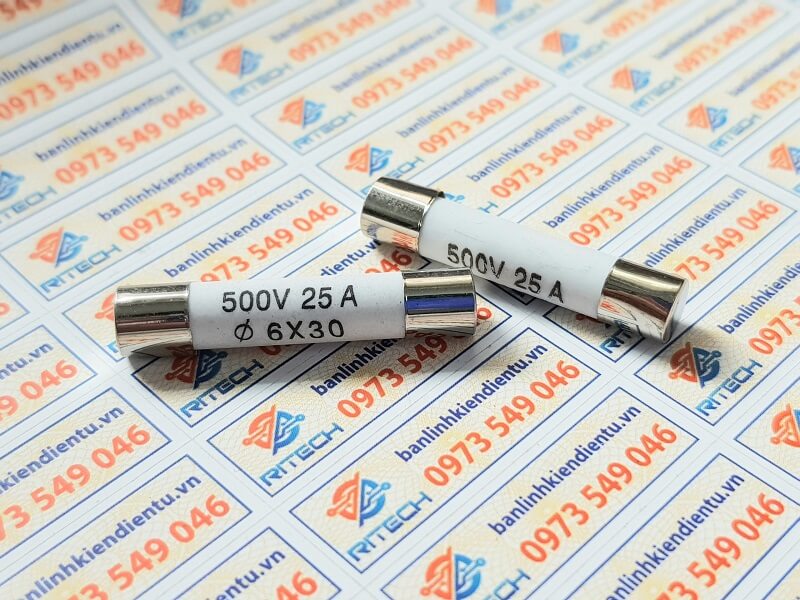 Cầu chì sứ R058 25A 500V kích thước 6X30MM
