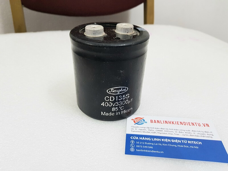 Tụ điện lọc nguồn nhật 3300UF 400V kích thước 85*77mm