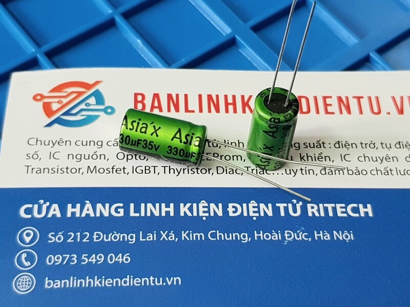 Alternative view of Tụ hóa Asia'X 330uF 35V kích thước 8x16mm