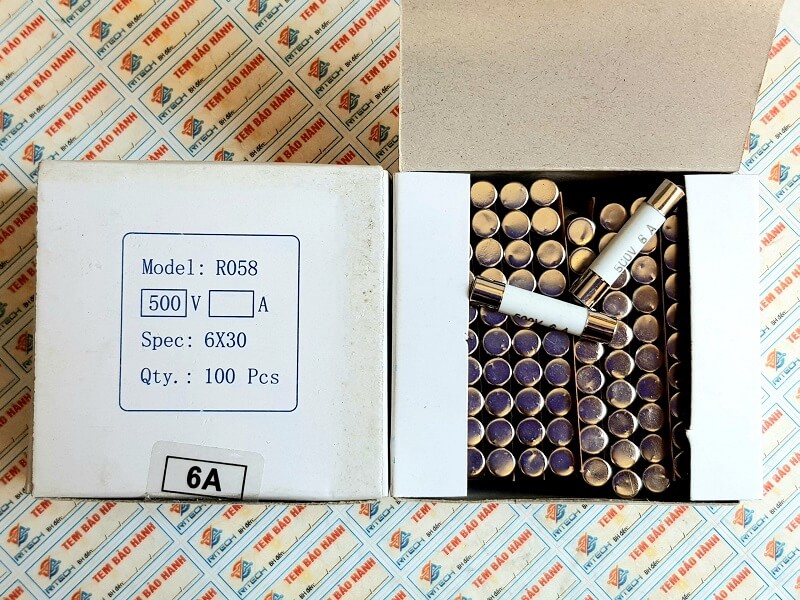 Alternative view of Cầu chì sứ R058 6A 500V kích thước 6X30MM