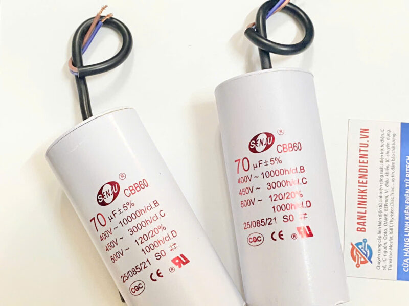 Tụ khởi động SENJU CBB60 70UF 450V 120mmx55mm