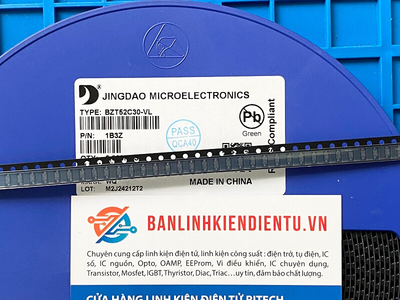 Alternative view of BZT52C30-VL kí hiệu WQ diode zener 30V SOD-123 1206