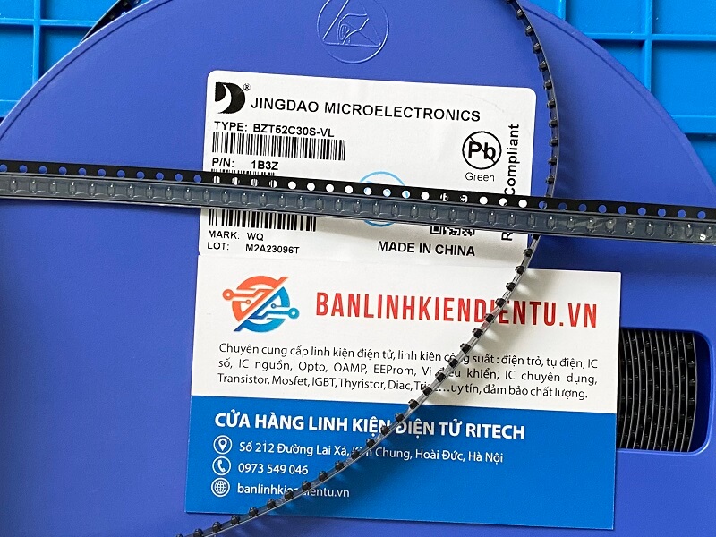 Alternative view of BZT52C30S-VL kí hiệu WQ diode zener 30V SOD-323 0805