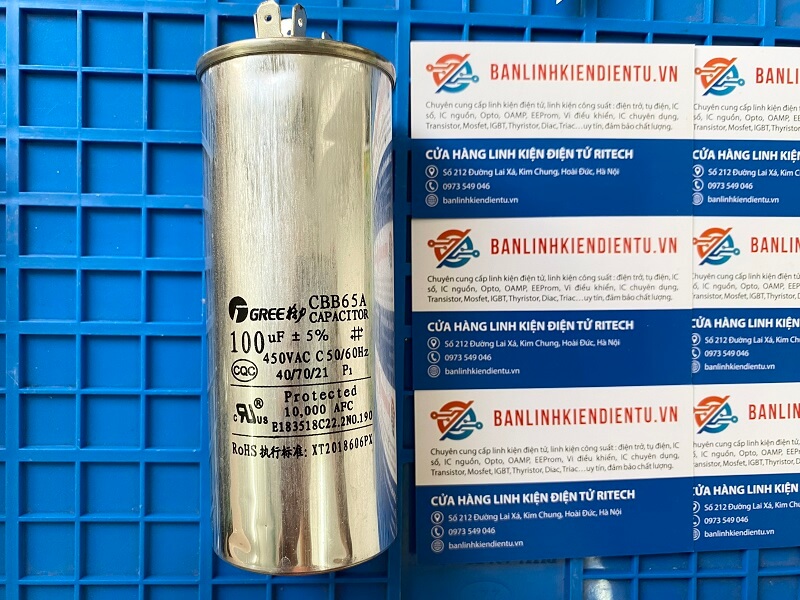 Tụ điều hòa CBB65 100UF 450V 125x50mm