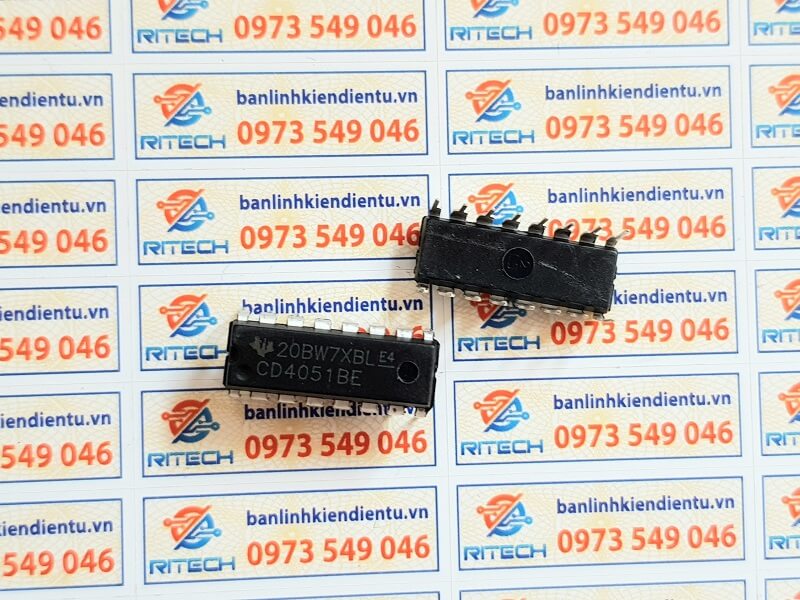 Alternative view of CD4051BE, CD4051 bộ ghép 8 kênh đơn 3 đầu vào nhị phân điều khiển DIP-16 Hàng xịn
