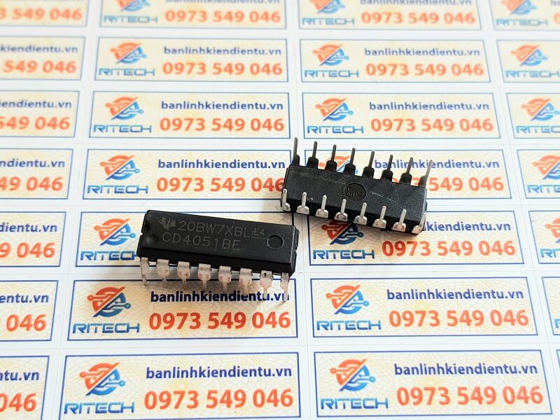 CD4051BE, CD4051 bộ ghép 8 kênh đơn 3 đầu vào nhị phân điều khiển DIP-16 Hàng xịn