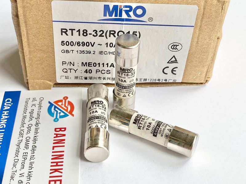 Cầu chì sứ 500V 10A 10x38mm