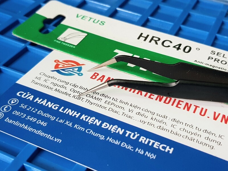Alternative view of Nhíp gắp cong đầu nhọn VETUS HRC40 ESD-15 bằng théo không gỉ