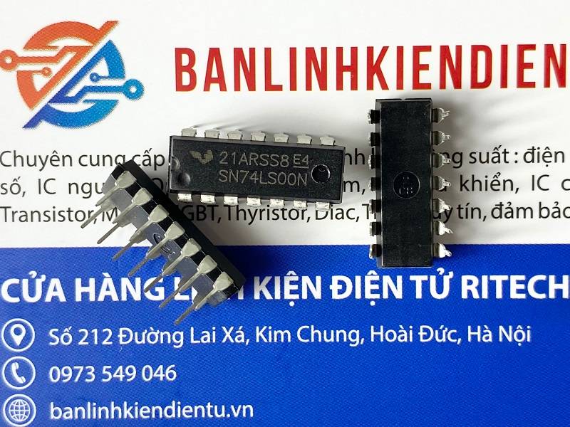IC 2 đầu vào 4 cổng NAND 74LS00, SN74LS00N, 74LS00N DIP-14