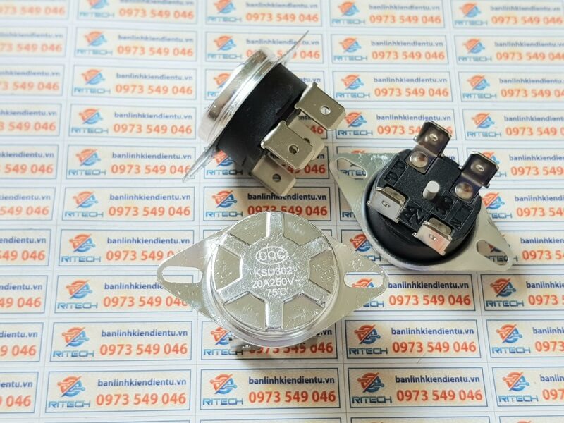 Alternative view of Relay nhiệt KSD302 75 độ 20A 250V thường đóng 4 chân