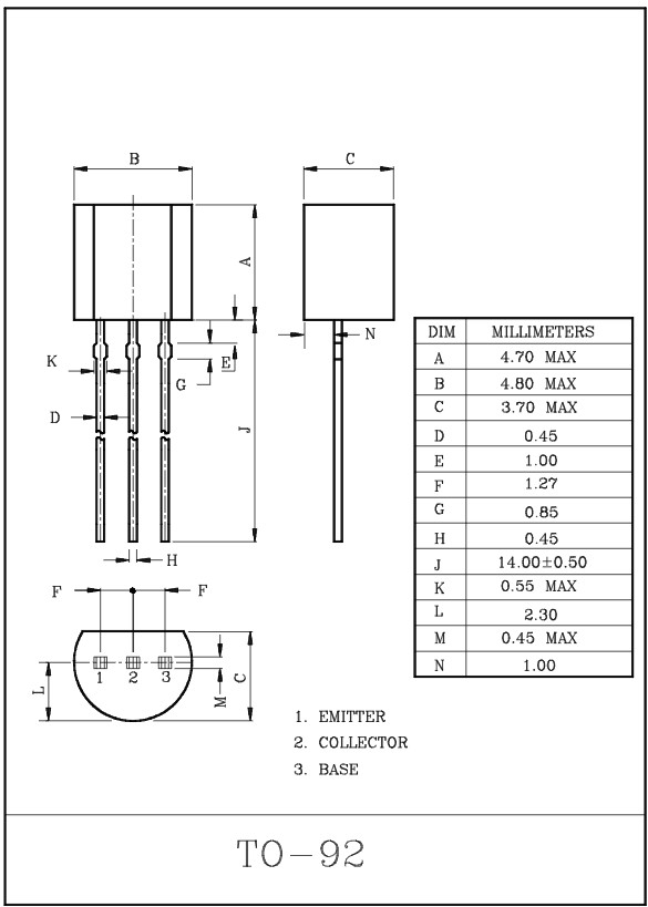Kích thước Transistor KTA1268