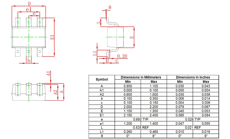 Kích thước Transistor kép 1C
