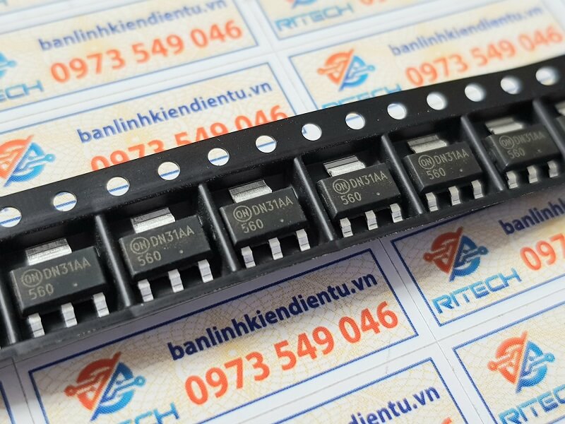 Alternative view of NZT560A kí hiệu 560A Transistor NPN 3A 60V Sot-223
