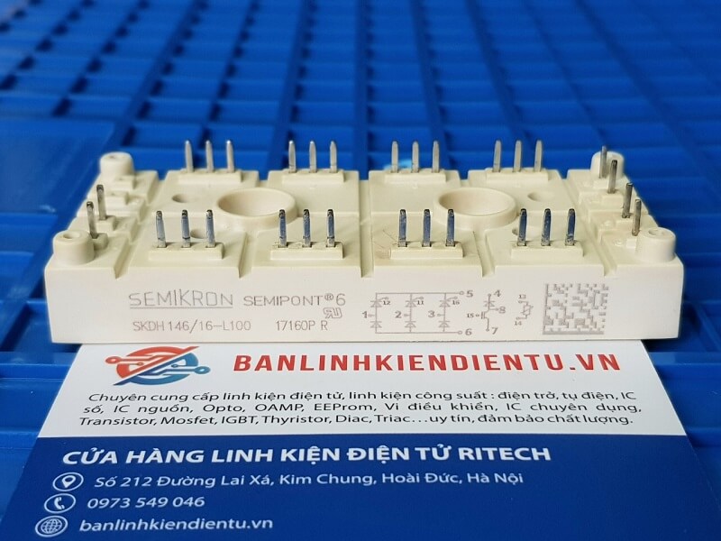 SKDH 146/16-L100 140A 1600V Bộ chỉnh lưu một nửa điều khiển + phanh IGBT