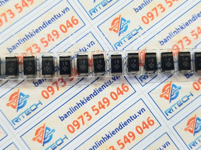Alternative view of SML4746A-E3/61T Ký hiệu 18 Diode zener 18V 1W SMD DO214AC