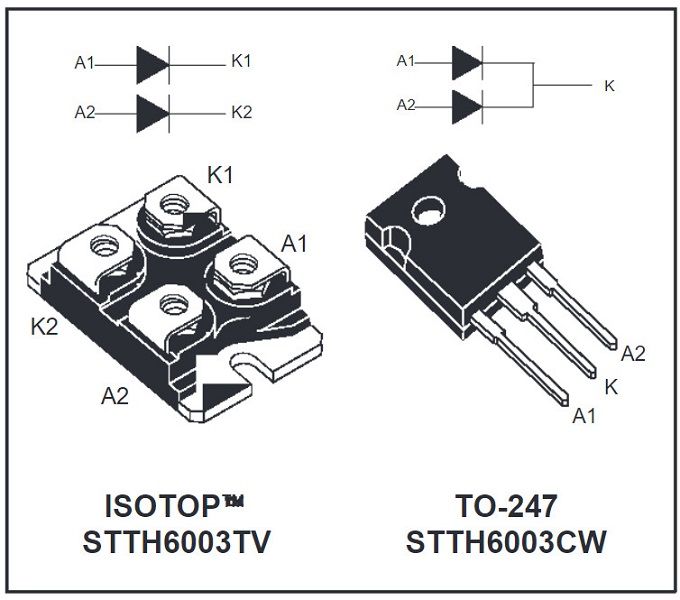 STTH6003CW Diode chỉnh lưu 300V/60A TO-247 - Ảnh 2