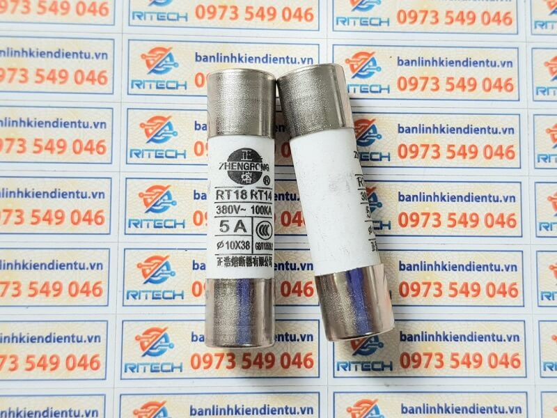 Rt. 18 Rt14 Cầu chì sứ RO15 RT18 RT14 5A kích thước 10x38mm