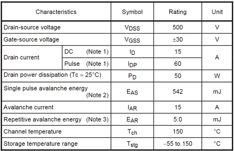 10 Pezzi MOSFET N-Ch TK15A50D K15A50D - 500V 15A TO-220F - Lotto Componenti