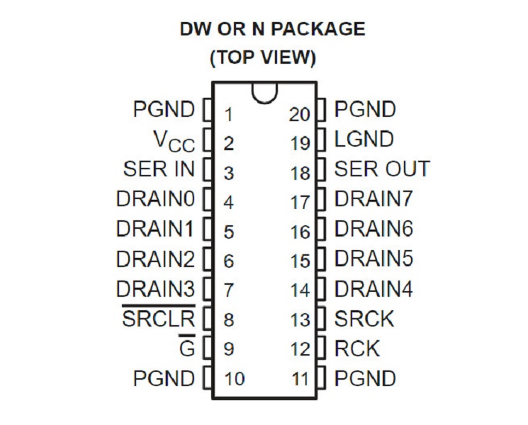 TPIC6595 TPIC6595DWR IC Logic 8-bit SOP-20 - Ảnh 2
