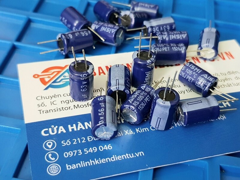 Tụ Hóa AiSHi 56uF 63V kích thước 8x12mm