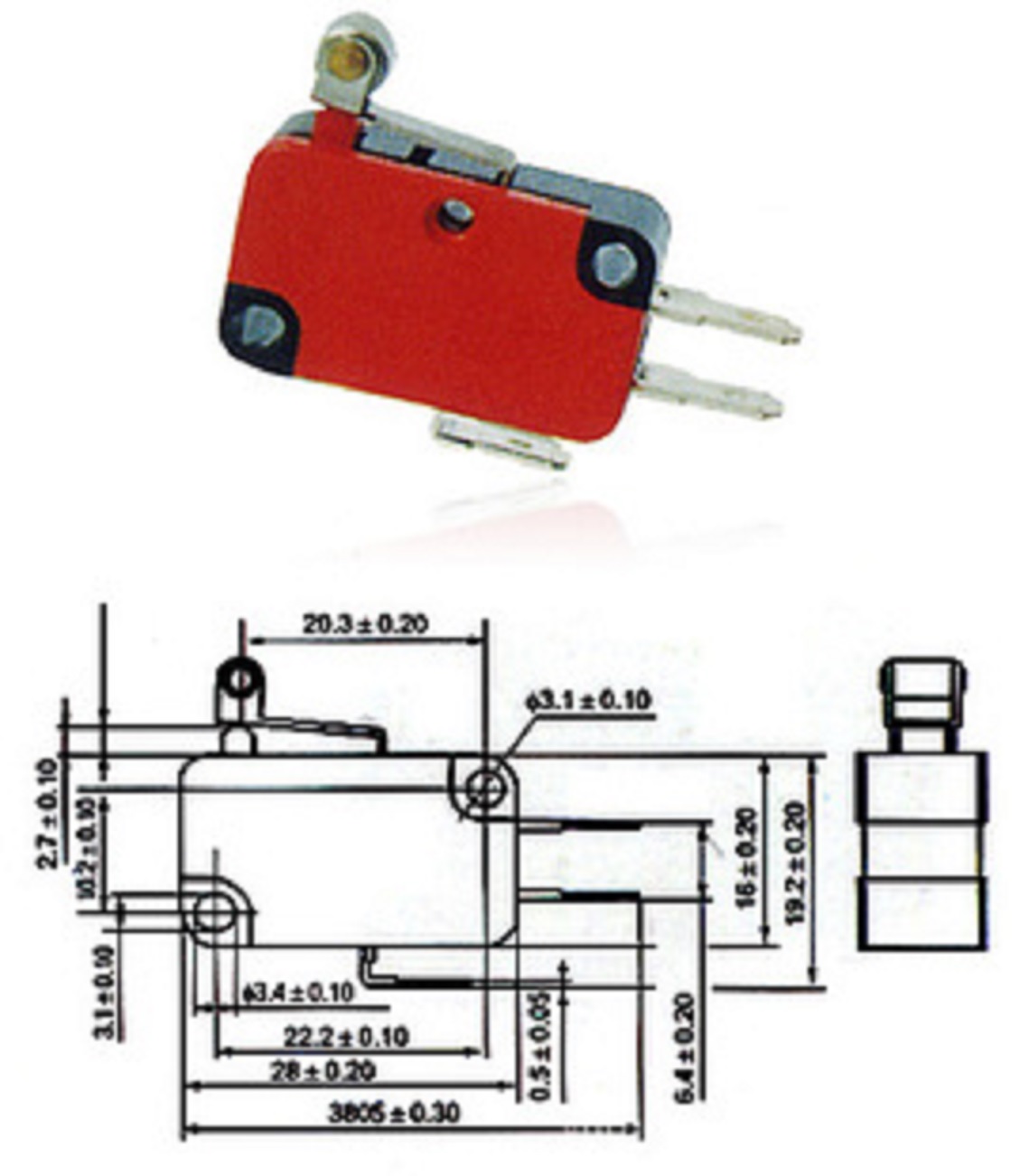 Công tắc hành trình OMRON V-155-1C25 15A 250V - Ảnh 3