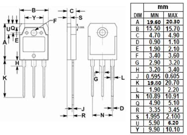 Alternative view of B2510, KTB2510 Transistor PNP 10A 160V TO-3PN