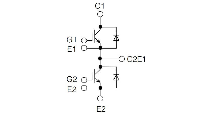 Alternative view of 2MBI75VA-170-50 IGBT FUJI 75A 1700V