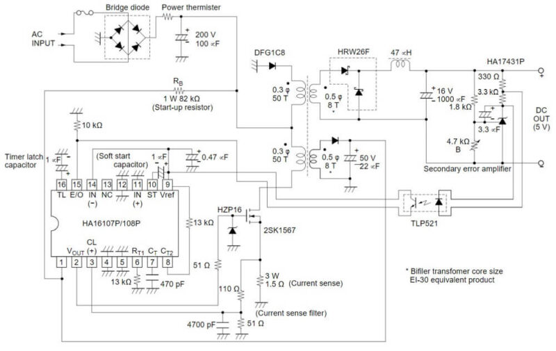 Sơ đồ mạch nguồn HA16108FP