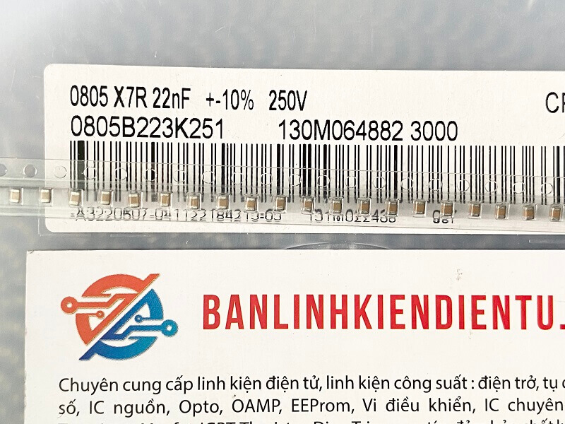 Tụ dán 0.022uF 22nF 250V 0805 0805B223K251