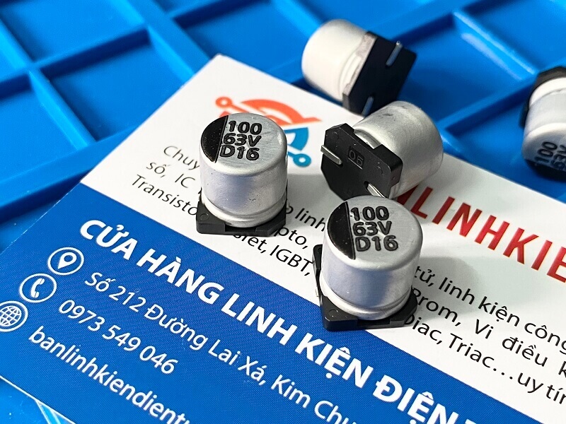 Tụ nhôm 100uF 63V kích thước 10x10mm