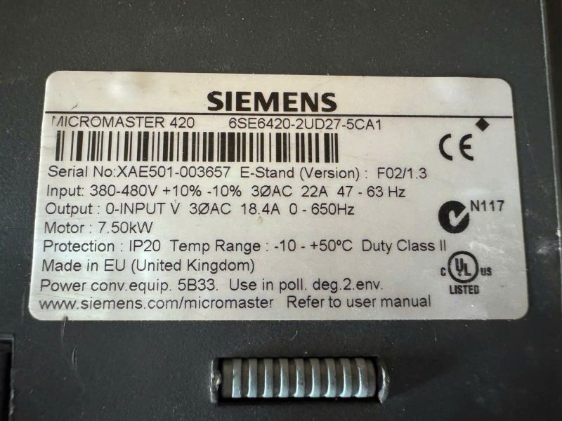 Alternative view of 6SE6420-2UD27-5CA1 Biến tần Siemens M420 7.5kW 3 Pha 380V tháo máy
