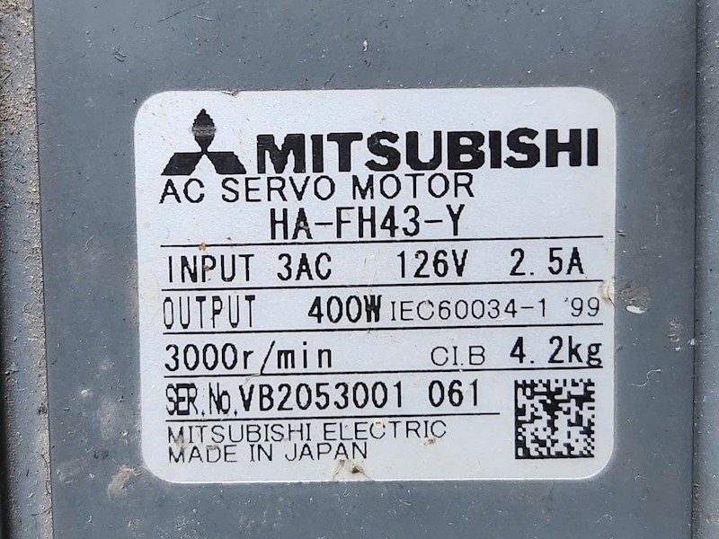 Alternative view of Motor servo AC Mitsubishi HA-FH43-Y