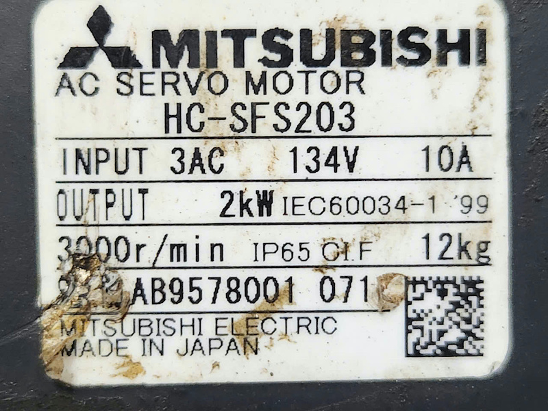 Alternative view of Motor servo AC Mitsubishi HC‑SFS203