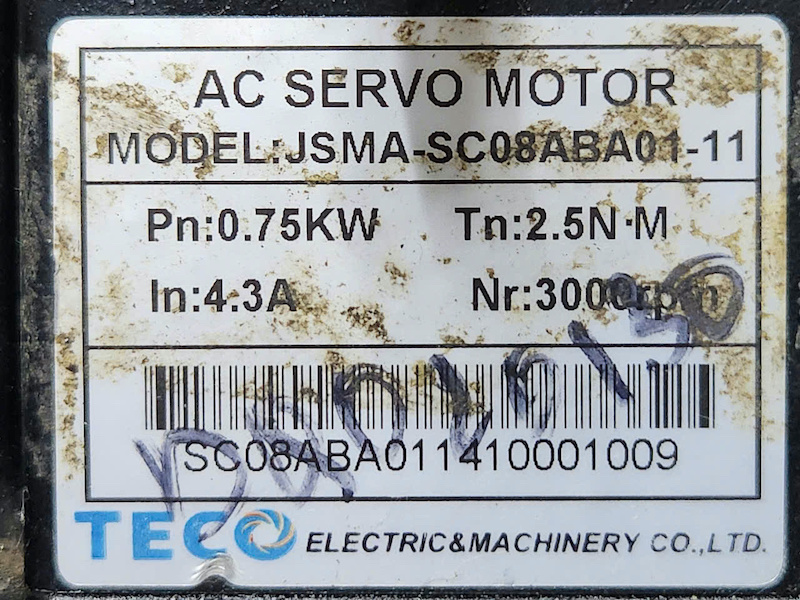 Alternative view of Motor servo AC Teco JSMA‑SC08ABA01‑11