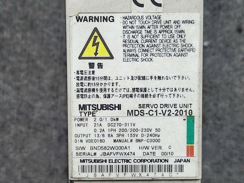 Alternative view of Bộ điều khiển servo drive AC Mitsubishi MDS‑C1‑V2‑2010