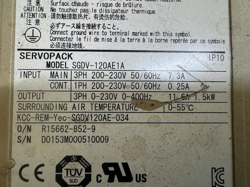 Alternative view of Bộ điều khiển Servopack Yaskawa SGDV-120AE1A