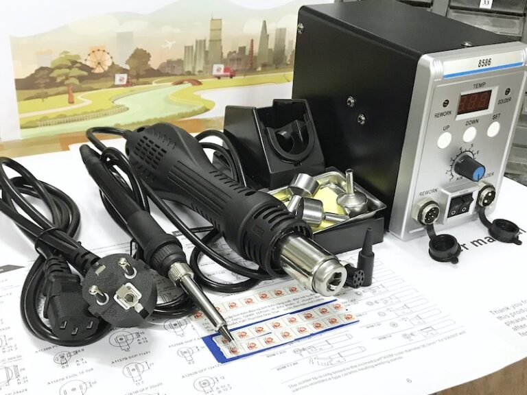 Alternative view of Máy khò hàn điện loại 8586 công suất 750W Tự Ngắt, 110~220VAC, 100-480℃ (vừa hàn vừa khò)