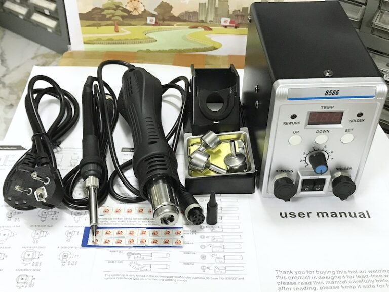 Máy khò hàn điện loại 8586 công suất 750W Tự Ngắt, 110~220VAC, 100-480℃ (vừa hàn vừa khò)