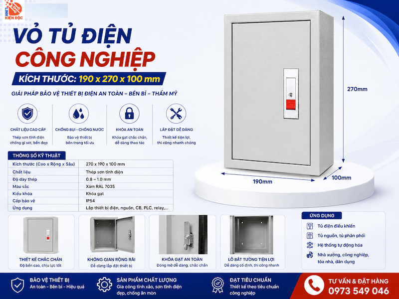 Vỏ tủ điện công nghiệp 190x270x100mm