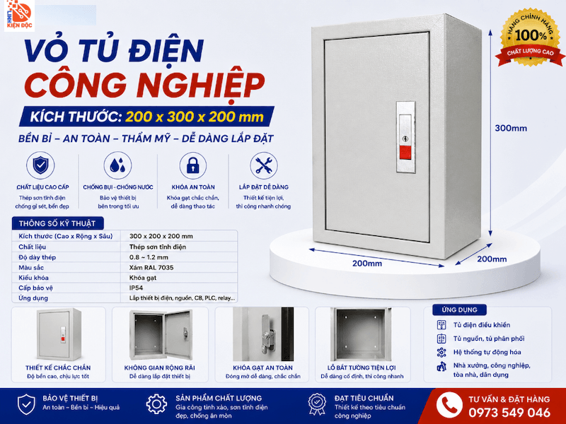 Vỏ tủ điện công nghiệp 200x300x200mm